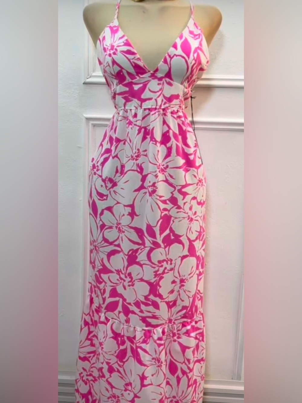 NWT Haute Monde Pink Floral Maxi Dress